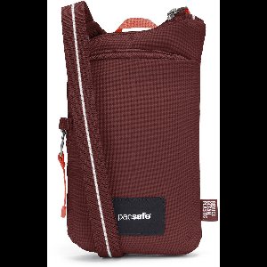 Pacsafe GO Tech Crossbody - 0.2 L - Schoudertas - RFID-blokkerend - Anti-diefstal Tas - 6 Kaartsleuven en Telefoonvak - Penlus - Crossbody Waterdicht - Beveiligde Tas - Festival Tas - Reistas - Rood