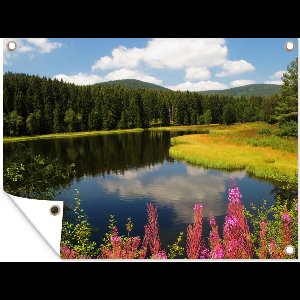 Tuinposter - Tuindoek - Tuinposters buiten - Zwarte Woud in Duitsland met een blauwe hemel en wolken - 120x90 cm - Tuin