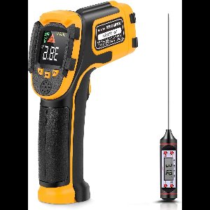 Vleesthermometer digitale laserthermometer -58 °F ~ 1112 °F (-50 °C ~ 600 °C) regelbaar stralingsvermogen - temperatuursensor voor koken-BBQ Freezer - vleesinbegrepen