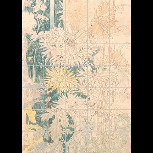 IXXI Chrysanten, Aster Edition - 100 x 140 cm - Gratis ophangtool - Grote wanddecoratie en posters - Vintage, Bloemen