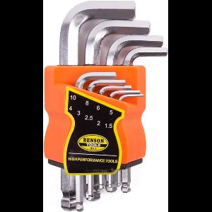 Inbussleutel set, 9 dlg, Korte inbussleutels, Benson