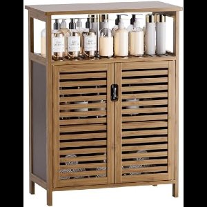 PolkaHome Bamboe Badkamer Opbergkast - Ventilatiedeuren en Ruime Planken