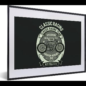 Fotolijst incl. Poster - Motor - Tekening - Retro - 40x30 cm - Posterlijst