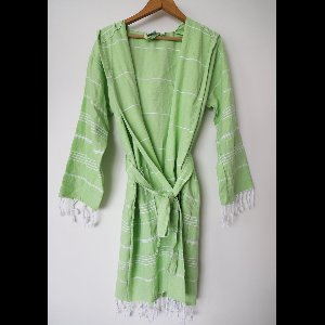 Aquatolia - Kadyanda -Badjas katoen met capuchon ochtendjas - Hamam Sauna Badjas- S*M - Groen