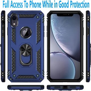 Ring Armor - Hoes met Kickstand Ring Geschikt voor: iPhone XR - Blauw - Draaibare standaard - Magneet - ZT Accessoires