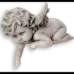 Liggende beschermengel met wijzende vinger - beeld - 20cm