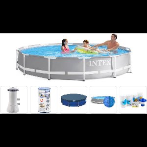 Intex Prism Frame zwembad - 366 x 76 cm + Filterpomp + Filtercartridge + Afdekzeil + Solar cover + Wateronderhoud startset