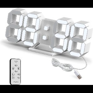 StayPowered Led Wandklok - Modern en Multifunctioneel voor Elke Ruimte - 3D Display - 12/24 Uur - Datum en Temperatuurweergave - Helderheidsaanpassing - Afstandsbediening - Nachtlampje - Zwart - Levering Sneller dan Aangegeven!