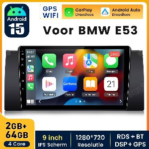 Junsun Andriod 15 2DIN Autoradio - voor BMW 5er E39 X5 E53 E38 | Andriod 15 GPS Navi & Carplay & Andriod Auto WIFI BT FM RDS-DSP-SWC DAB+ - Plug & Play