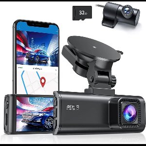 RVV® Dashcam Voor en Achter - Dashcam - Parkeermonitor - Nachtzicht - 170° Groothoek-zwart- 10cm x 4cm x 3cm