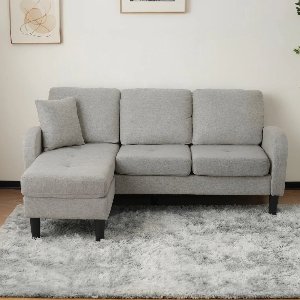 L-Vormige Bank – Hoekbank – Modulair Sofa – Zitbank – Chaise Longue – Ademend Katoen-Linnen – Compact 166x118x77 CM