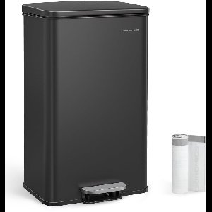 FurnStar – Keukenpedaalemmer 40L – Grote Afvalbak met Soft-Close Deksel – 34,8 x 32,1 x 55,7 cm – Inclusief 15 Vuilniszakken– Zwart