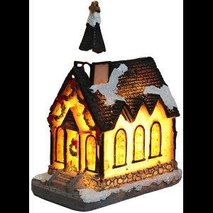 LED Verlicht Kerstdorp van Resin, Miniatuur Winterdorp met Warme Witte LED, Collectible Kersthuisjes, Tafeldecoratie voor Binnen, Batterijgevoed - ANMI