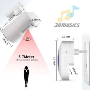 Draadloze Deurbel met Bewegingsmelder, Entreemelder Toegangsmelder voor Winkel en Woonhuis, 1 Zender 2 Ontvangers, Waterdicht, Bereik 70 meter, LED Indicatoren, Instelbaar Volume
