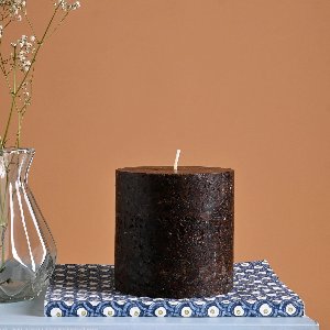 Myrrh Amber Marble Pillar Candle – Square Luxe Bronze