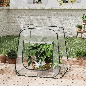 Candala Pop-up minitent, waterdichte pvc-kas met helder zicht, houdt vocht vast in de zomer en houdt warm in de winter, voor binnen en buiten, 100x100x97 cm, transparant