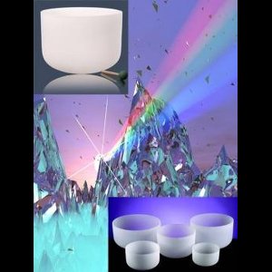 Kristallen klankschalen Chakra SET 2: 7 schalen - 25-35 - Kristal - Wit - S