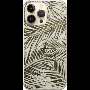 Leuke Telefoonhoesjes - Hoesje geschikt voor iPhone 14 Pro Max - Palmbladeren - Soft case - TPU - Planten - Groen