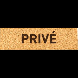Deurbordje - PRIVÉ - Rechthoek - Kurk - 45 x 155 mm - Prive - Geen toegang - Deurbord - Zelfklevend