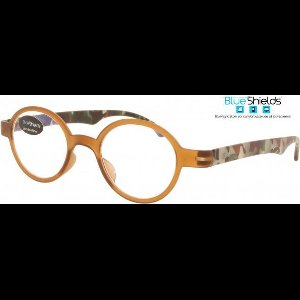Icon Eyewear PFA333 +3.00 Mash BlueShields Leesbril - Blauw licht filter lens - Bruin montuur met legerprint poten