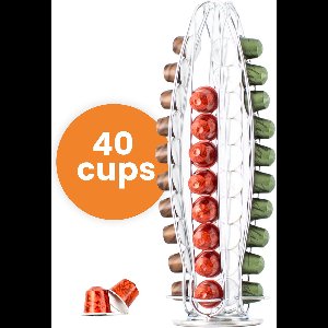 Capsulehouder Staand – Koffiecups houder – Geschikt voor Nespresso – 40 Cups - RVS - Zilver