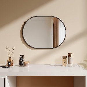 EMKE Spiegel - Ovale Spiegel - Zwart - 45x60 cm - met Veiligheidsfolie - Wandspiegel met Rand - Moderne Design