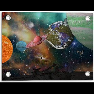 Tuinposter – Heelal met Planeten  - 40x30cm Foto op Tuinposter  (wanddecoratie voor buiten en binnen)
