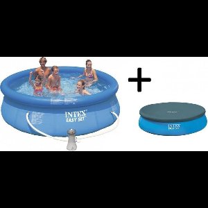 Intex Easy Set Opblaasbaar Zwembad - 366 cm - Inclusief Filterpomp en Afdekhoes