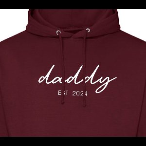 Hoodie heren met capuchon - Sweater heren capuchon - Cadeau papa - Cadeau papa kerst - Cadeau papa vaderdag - Daddy est 2024 -Bordeaux M