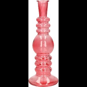 Ideas 4 Seasons Bloemenvaas Florence - koraal rood glas - helder - D8,5 x H23 cm