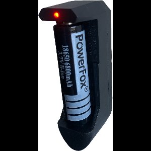 PowerFox® 1x 18650 Lithium batterij 3,7V 6800mAh + OPLADER (Geschikt voor 18650, 16340, 14500, 10440, 14500) batterijen