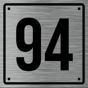 Huisnummerbord 94 - Incl. Schroeven en Pluggen – Acrylaat - 10 x 10 cm - RVS met Zwart