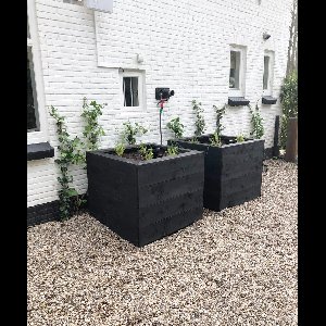 Grote Zwarte Houten 95x95x85 Lariks Douglas bloembak vierkante plantenbak voor buiten - Handgemaakt zwart