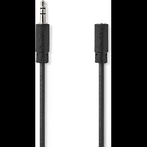 Nedis Stereo-Audiokabel | 3,5 mm Male | 3,5 mm Female | Vernikkeld | 5.00 m | Rond | Zwart | Label