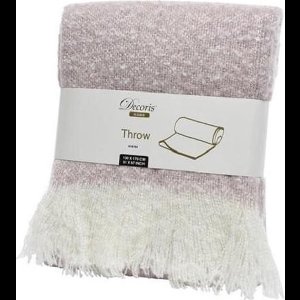 Decoris - Plaid - deken - geborsteld - blush pink - met franjes - 170 x 130 cm