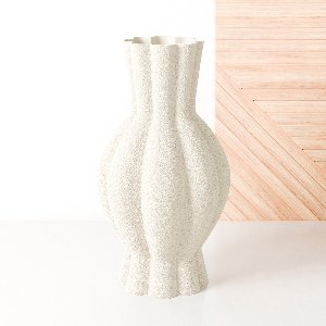 Fleuriek - Vaas Beige - H30 cm - Vaas voor kunstbloemen of droogbloemen - 3D geprinte vaas van gerecycled kunststof - Tafelvaas