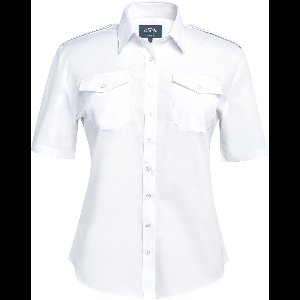 Brook Taverner Dames pilotenblouse met korte mouwen BT2395 - White - 42 EU (14 UK)