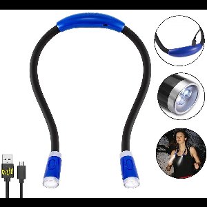 Ortho® - Flexibel LED Leeslampje - Neklamp - Noodpakket - USB Oplaadbaar - Werklamp - E-reader leeslamp - Leeslampje voor Boek - Draadloos - Handsfree - Hug light - Blauw