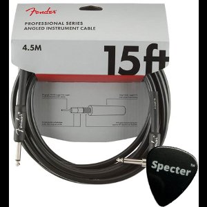 Fender Gitaar Instrument Kabel 4.5m - Haakse Plug + Specter Plectrum – Betrouwbare Geluidskwaliteit
