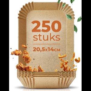 Fentic Airfryer Bakpapier voor Dual Airfryers, 250 stuks, 20,5x14cm, Bakpapier voor Ninja Dual – Geschikt voor Ninja AF300EU Af400EU SL400EU Double Stack XL – Accessoires voor Airfryers