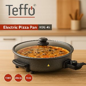 Teffo pizza pan - elektrisch - hapjespan - 1500 W - 40 cm - 9 cm hoog