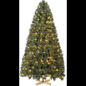 Kerstboom met verlichting - Spar - 210cm - Met houten standaard