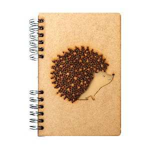Duurzaam Houten Notitieboek – KOMONI – Andy Westface – Hedgehog - Proud-to-be-Me – Egel – Gerecycled papier – Navulbaar – AW-PRO