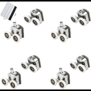 JustValue Douchedeur Wieltjes Set - 8 Stuks - Voor Glasdikte van 4 t/m 6 MM - Douchecabine Wielen Ø 23 MM - Zilverkleurig