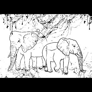 Fotobehang - Vlies Behang - Olifanten Schets - Kunst - 416 x 254 cm