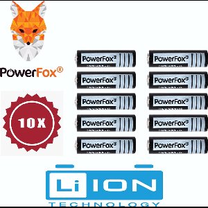 PowerFox® 10x 18650 Lithium batterij 3,7V 6800mAh oplaadbare batterij zwart