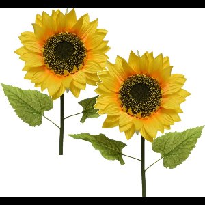 2x Gele zonnebloemen kunstbloemen 76 cm - Helianthus - Kunstbloemen/kunsttakken - bloemen/planten