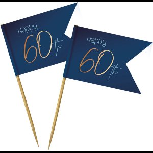 Folat - Prikkers Elegant True Blue 60 Jaar - 36 stuks