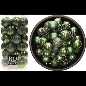 Bellatio Decorations Kerstballen - 74x st - donkergroen - D6 cm - kunststof - onbreekbaar - kerstversiering