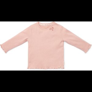 Little Dutch Shirt Meisje - Maat 104 - Geborduurd Shirt Lange Mouw - Kinderkleding Meisjes - Roze - Biologisch Katoen - Little Farm Soft Rose